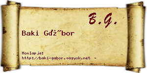 Baki Gábor névjegykártya